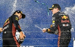 Max Verstappen (R) and teammate Sergio Perez have won all five grand prix this season as Red Bull continue to dominate the F1 circuit 