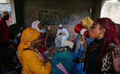 Celebration time: Diao, centre, at the family party 