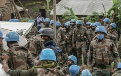 L'arrivée de Casques bleus de l'ONU dans une base à Rugari, à 50 km de Goma dans l'est de la République démocratique du Congo le 28 janvier 2022