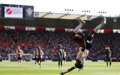 Kamaldeen Sulemana celebrates scoring the first of his two goals for Southampton in a 4-4 Premier League draw against Liveprool.
