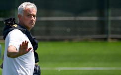 Jose Mourinho takes a Roma training session