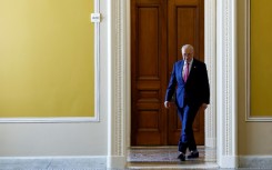 Senate Majority Leader Chuck Schumer walks to the Senate Chambers in the US Capitol on Thursday