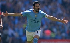 Manchester City's Ilkay Gundogan celebrates scoring in the opening seconds of the FA Cup final against Manchester United