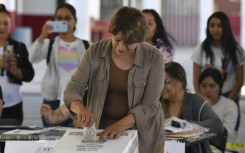 Delfina Gomez, the candidate of Mexico's ruling Morena party, votes on the outskirts of the capital Mexico City