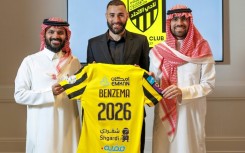 Karim Benzema as he signed his Al-Ittihad deal