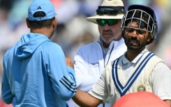 India's Ajinkya Rahane receives treatment during the World Test Championship final against Australia at The Oval