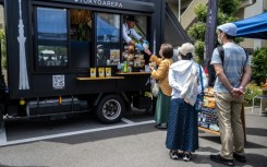 Venezuelan immigrant Raul Marquez sells arepas in Ichikawa, Chiba prefecture, a suburb east of Tokyo