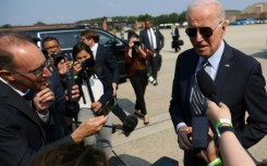 US President Joe Biden speaks to the media at Joint Base Andrews in Maryland on June 17, 2023