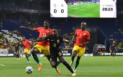 Brazil forward Vinicius Junior (C) took to social media after the win over Guinea to report a racist incident aimed at his staff