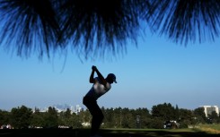 Wyndham Clark plays his shot from the 11th tee in the third round of the 123rd US Open at Los Angeles Country Club