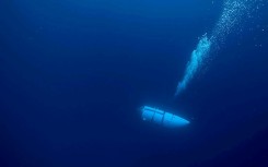 An image courtesy of OceanGate Expeditions shows their Titan submersible during a descent