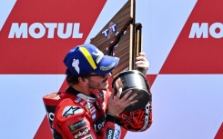 Francesco Bagnaia celebrates win number four of the season at Assen