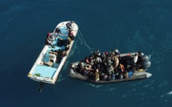 Boats transporting migrants following their rescue at sea by the Libyan Coast Guard