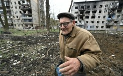 Viktor Grozdov,77, was pulled out from an explosion crater in the central street of the frontline town of Avdiivka