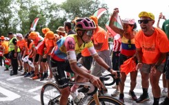 Richard Carapaz was battered from his fall as he rode up the final climb of the opening stage of the Tour de France