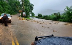 Heavy flooding washed out parts of Route 9W of the Palisades Interstate Parkway in Rockland County, New York on July 9, 2023