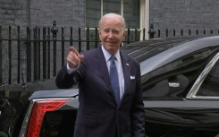 US President Biden leaves Downing Street