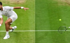 Forehand magic: This combination of pictures shows Carlos Alcaraz (right) and Novak Djokovic in action in their Wimbledon semi-finals on Friday 