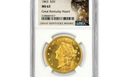 This handout image from GovMint.com shows an 1863 $20 Gold Liberty coin found in a Kentucky cornfield
