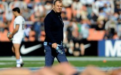 Argentina's coach Michael Cheika looks on