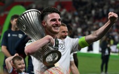 Declan Rice, who led West Ham to the Europa Conference League, has said goodbye to fans but Arsenal have yet to confirm they have signed the England midfielder 