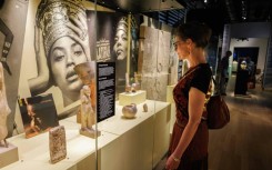 The exhibition, titled 'Kemet: Egypt in hip-hop, jazz, soul & funk', features modern black music alongside ancient sculptures 