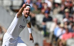 Landmark success - England's Stuart Broad celebrates after taking his 600th Test wicket, against Australia at Old Trafford