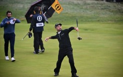 US golfer Brian Harman celebrates winning the 2023 British Open      
