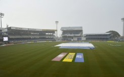 Rain delays play during the fifth and final day of the second Test cricket match between India and West Indies at Queen's Park Oval