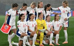 Ada Hegerberg, wearing the number 14, lined up with her Norway teammates before kick-off in their game against Switzerland, before promptly heading back down the tunnel