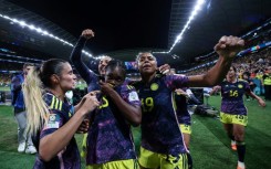 Colombia's forward Linda Caicedo celebrates scoring her goal