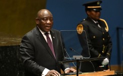President Cyril Ramaphosa addresses the 78th United Nations General Assembly. AFP/Ed Jones