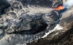 This overflight photo courtesy of the US Geological Survey (USGS) shows the Halema‘uma‘u lava lake from the Kilauea Volcano. AFP
