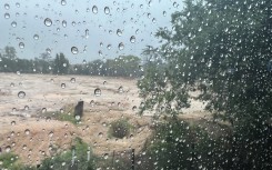 Raindrops seen on a window. eNCA