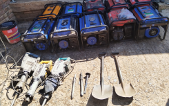 Police confiscated equipment from illegal miners. Twitter/@SAPoliceService