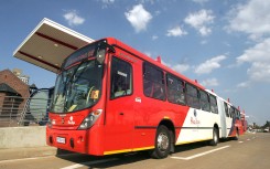 File: A Rea Vaya bus. AFP/Paballo Thekiso