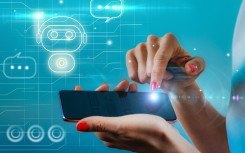 Woman using a digital chatbot on a smartphone.