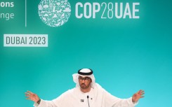 COP28 president Sultan Ahmed Al Jaber speaks during a press conference at the United Nations climate summit in Dubai. AFP/Karim Sahib 