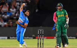 India's Mukesh Kumar delivers a ball during the third ODI cricket match between South Africa and India at Boland Park in Paarl. AFP/Rodger Bosch