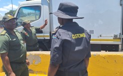Customs officials at the Lebombo border post. eNCA/Pule Letshwiti-Jones
