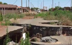 One of the many sinkholes in Khutsong.