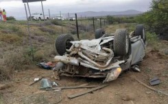 An overturned vehicle on the R61.