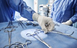 Surgical instruments in operating theatre.