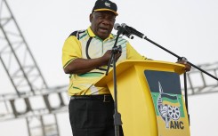 File: The governing African National Congress (ANC) President Cyril Ramaphosa addresses supporters. 