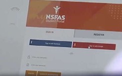 The NSFAS student portal seen on a computer.
