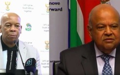 Electricity minister Kgosientsho Ramokgopa and Minister of Public Enterprises Pravin Gordhan