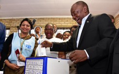 File: President Cyril Ramaphosa casting his vote at Hitekani Primary School, Chiawelo, Soweto.