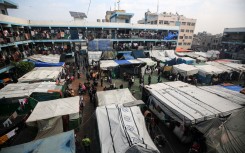 Palestinian students are attending a school operated by the United Nations Relief and Works Agency for Palestine Refugees. Majdi Fathi/NurPhoto via AFP
