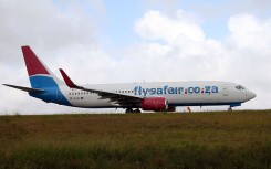File: A Flysafair plane seen at George Airport. Wikimedia Commons/Bob Adams