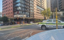 The crime scene in Braamfontein. eNCA/Bafedile Moerane
